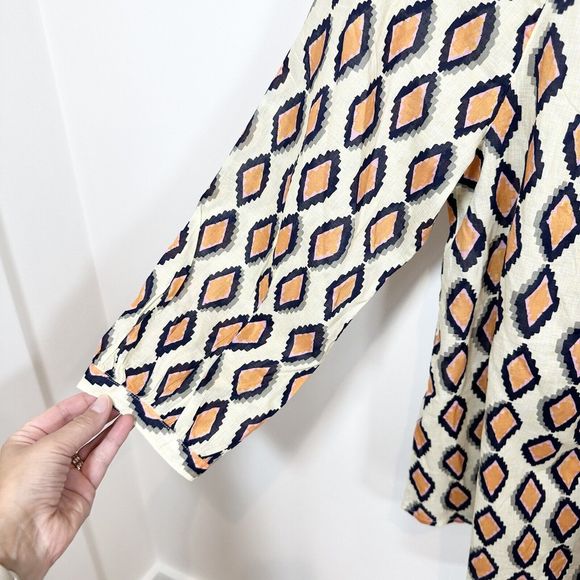 Womens Nic and Zoe Medium Geometric Top Blouse 100% Cotton Ethically Made - Picture 4 of 12